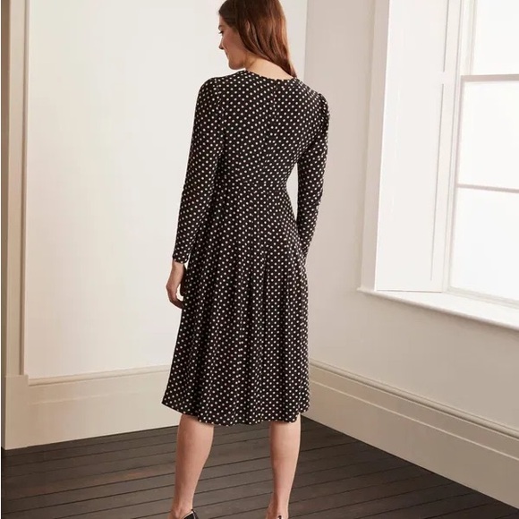 EUC Boden Margot Dress - Black with Light Pink Polka Dots - Picture 3 of 6